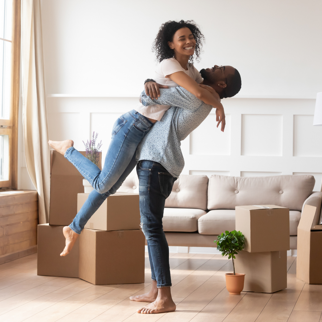 Couple in their new home