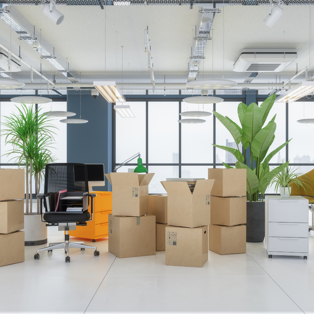 Boxes ready to be moved in an office