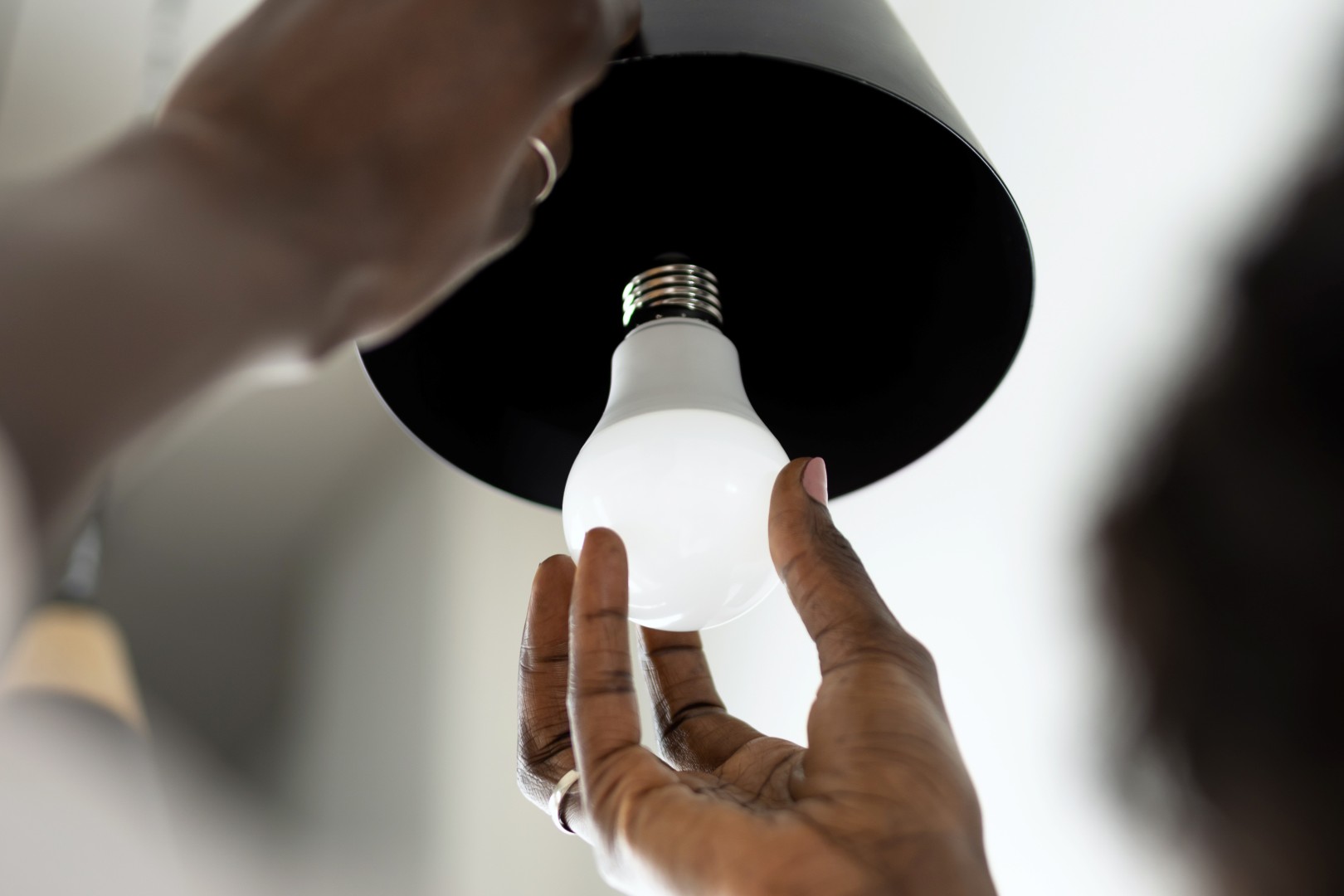 Electric LED Lightbulb Change In Light At Home